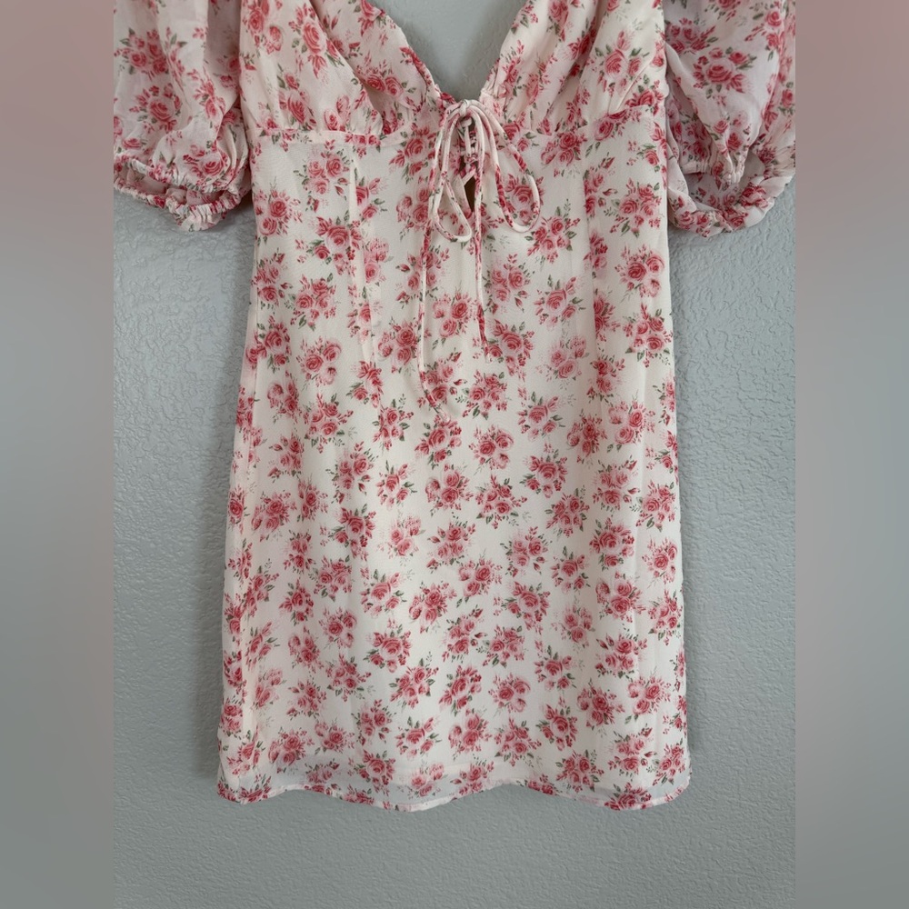 Revolve More To Come Sherrie Puff Sleeve Pink Floral Mini Dress size XS $78 - Picture 5 of 16